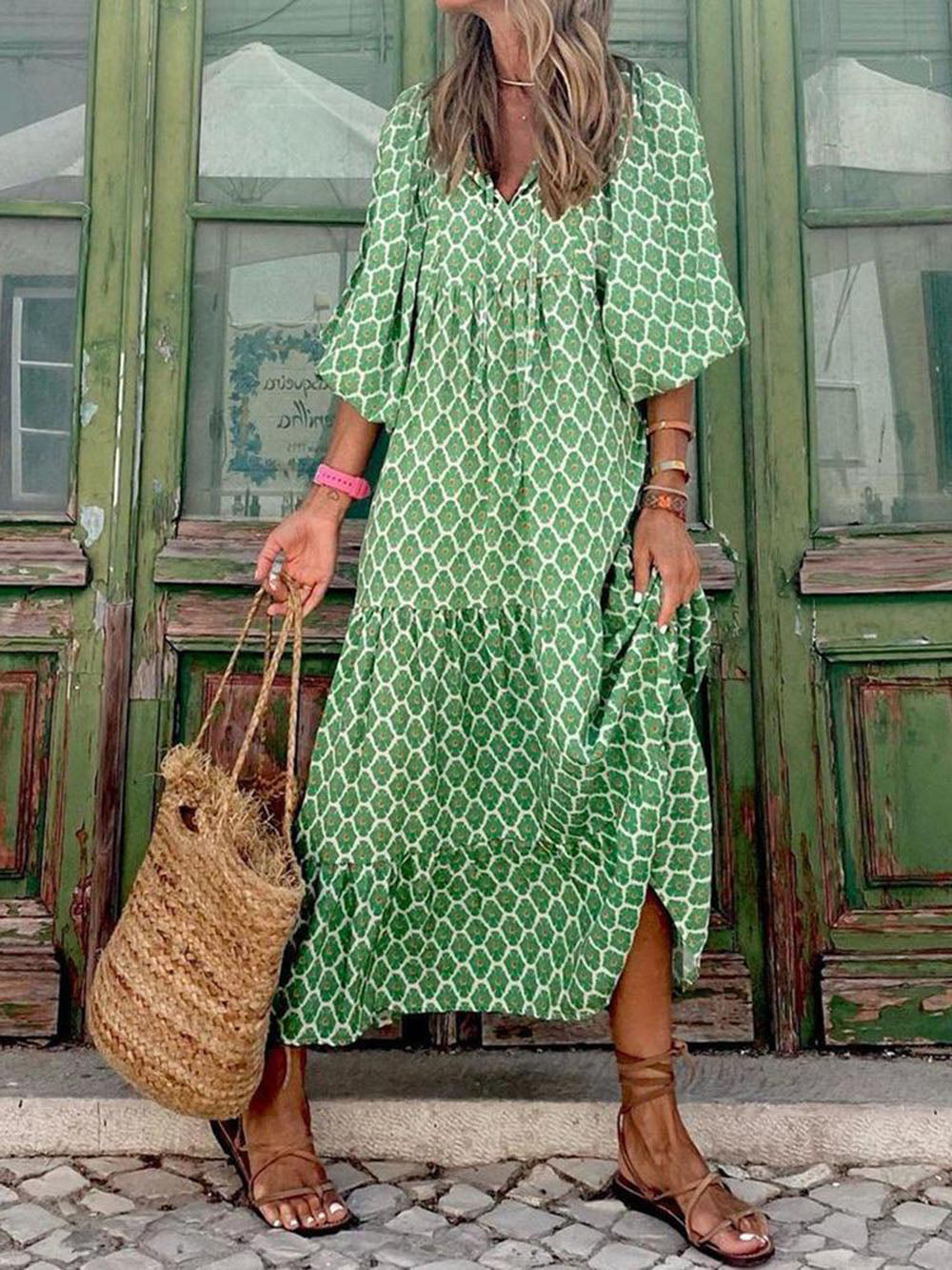 Bohemian Floral Print Maxi Dress