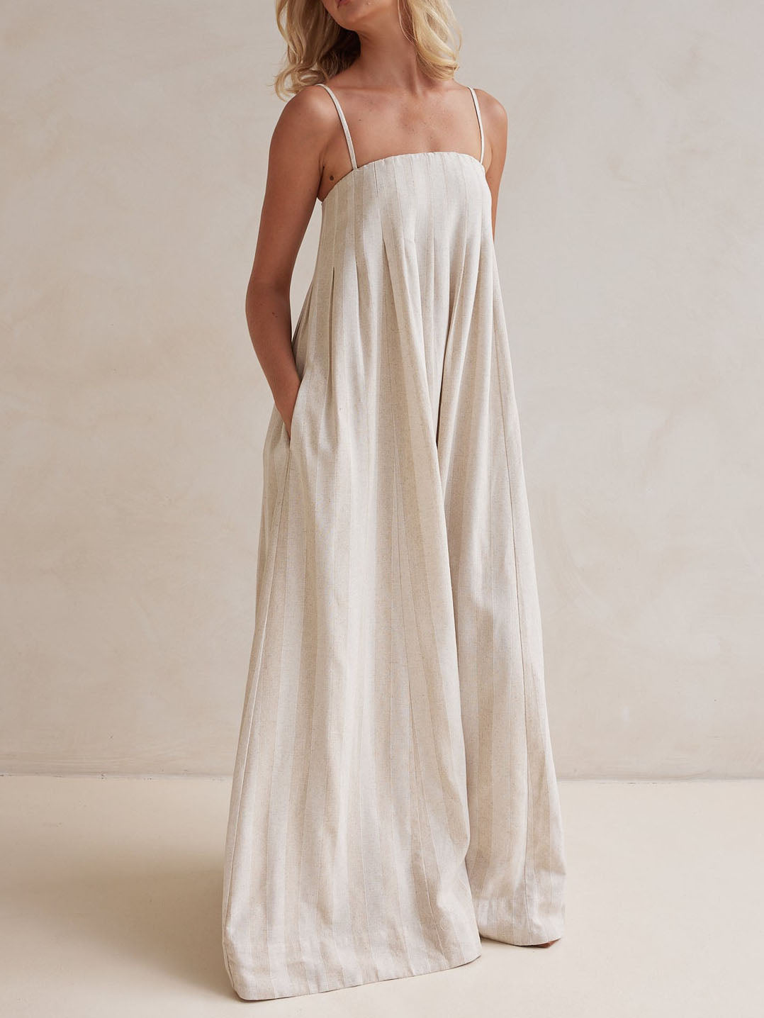 Casual Chic Striped Halter Neck Maxi Dress
