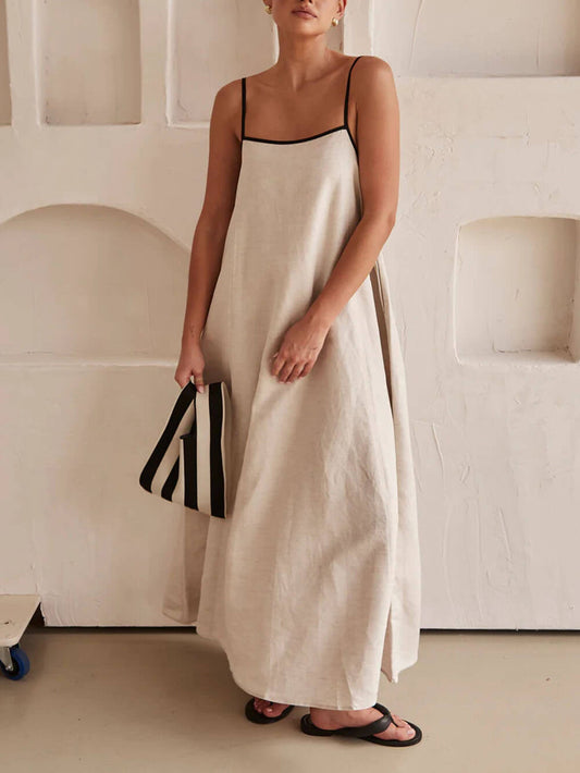 A-Line Summer Vibes Color-Contrast Suspender Dress