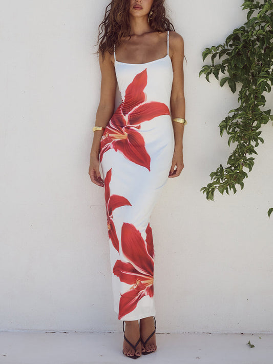 Stunning Abstract Floral Print Maxi Dress