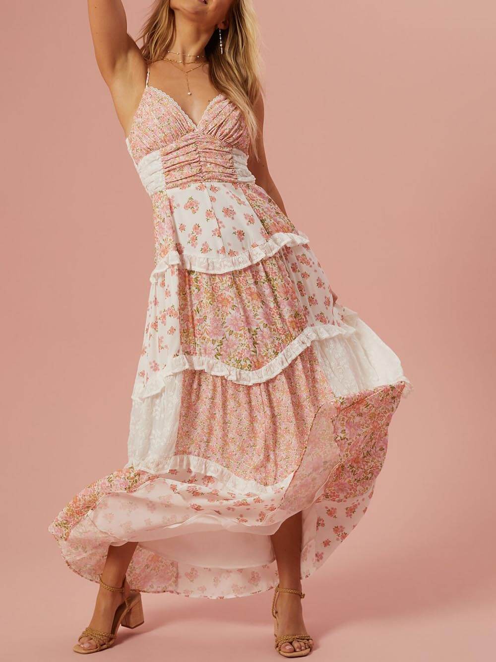 Vintage Floral Patchwork Maxi Dress