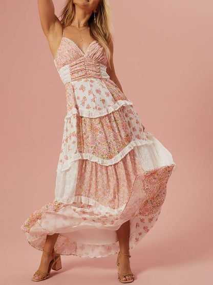 Vintage Floral Patchwork Maxi Dress