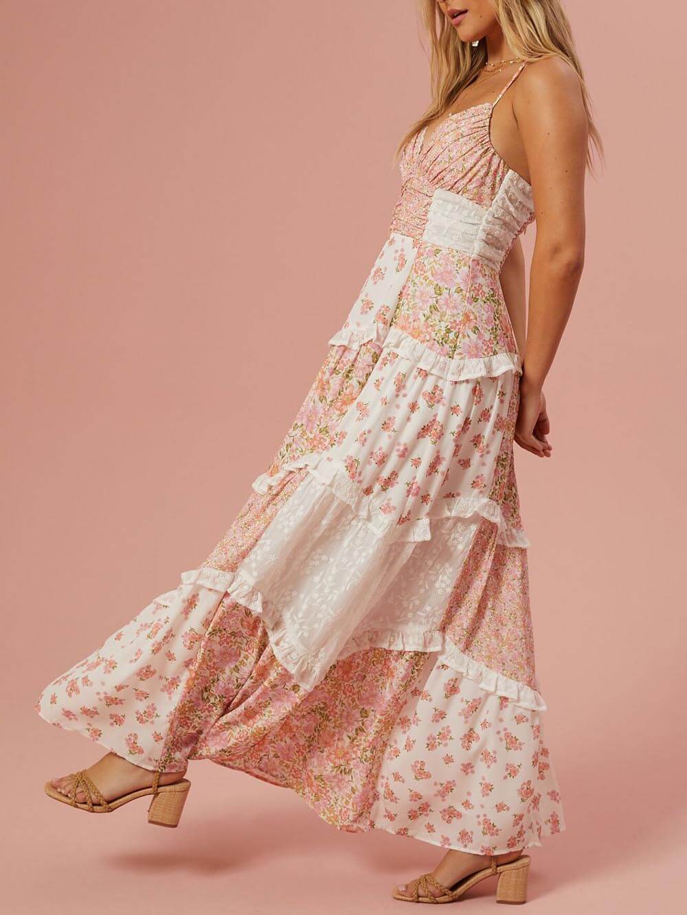 Vintage Floral Patchwork Maxi Dress