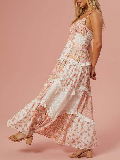 Vintage Floral Patchwork Maxi Dress