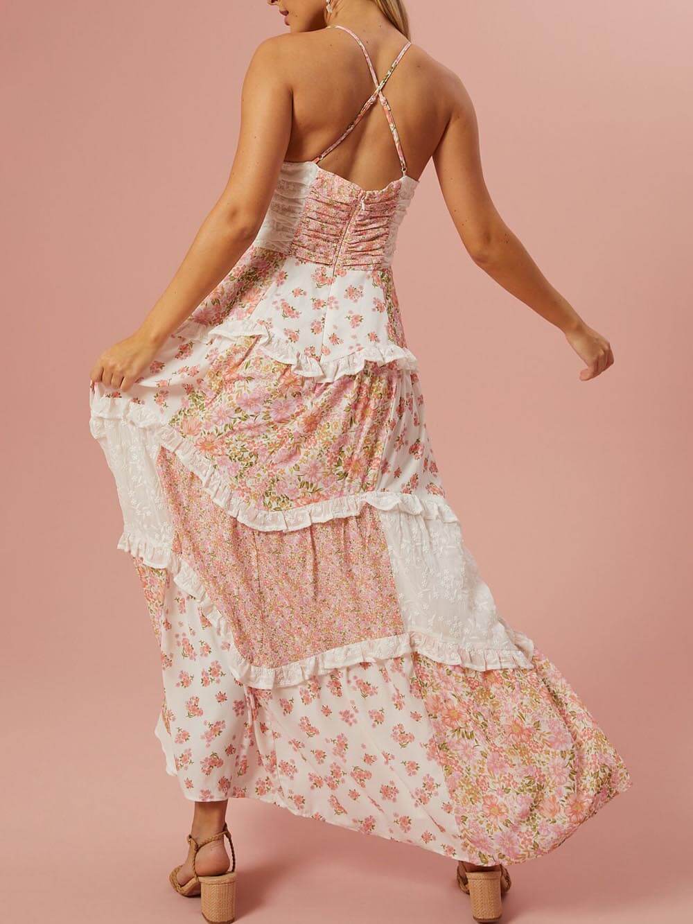 Vintage Floral Patchwork Maxi Dress