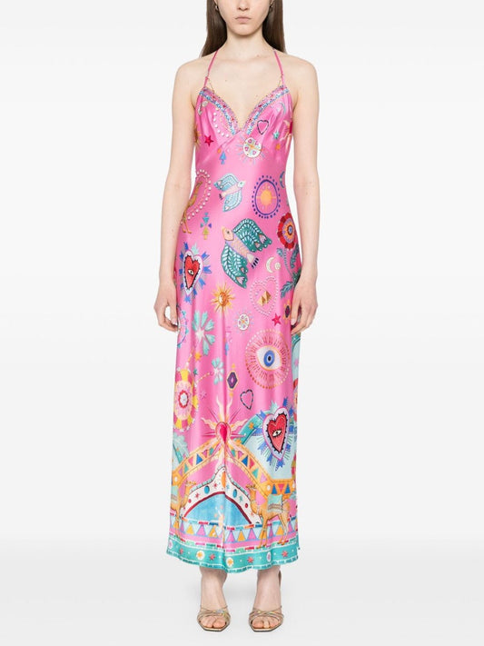 Elegant Chain-Detail Slip Midi Dress