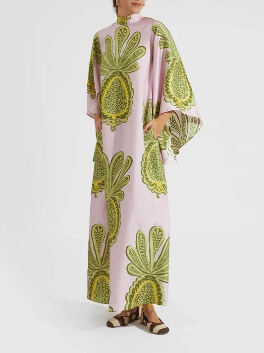Tropical Pineapple Print Maxi Dress – Bold, Breezy & Stylish