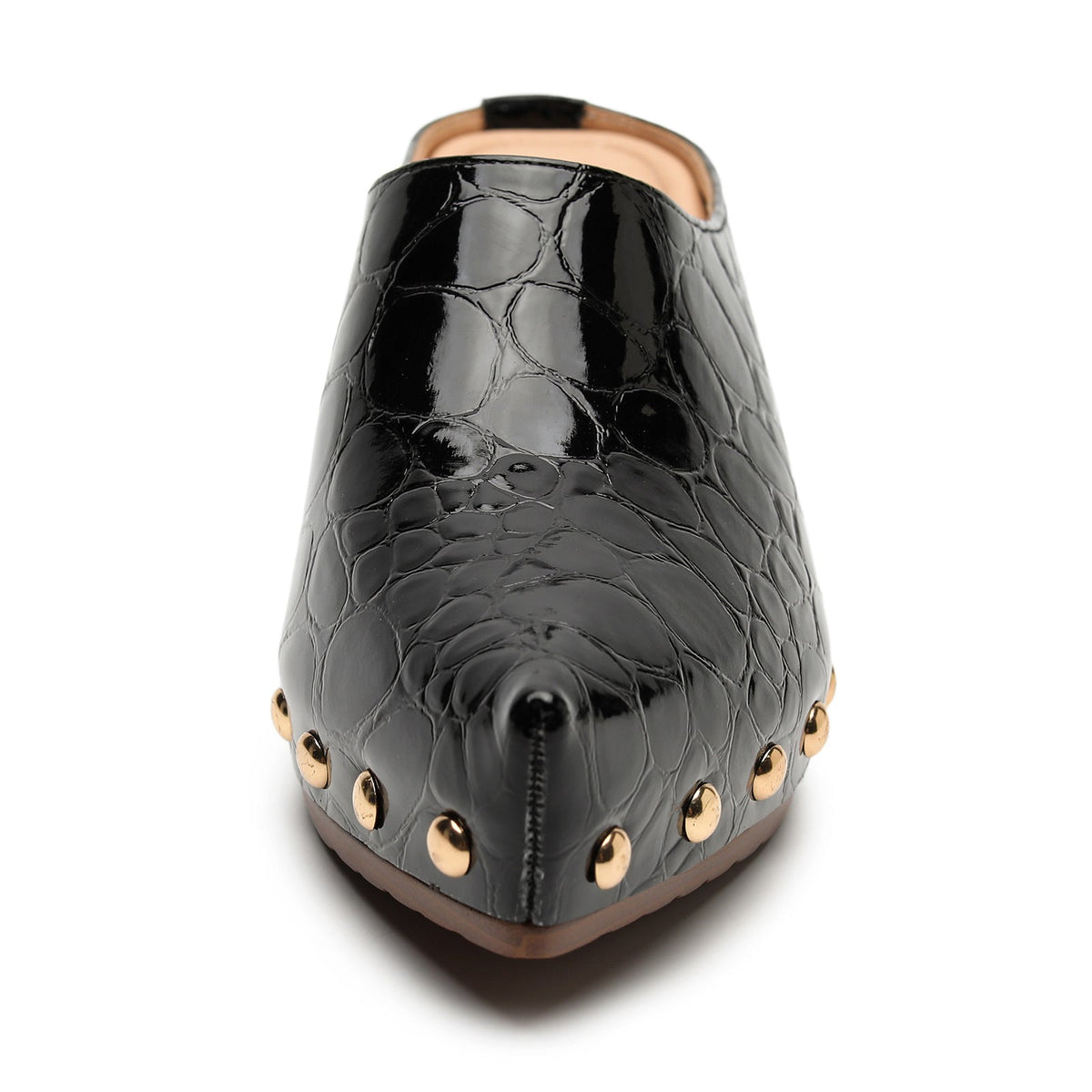 Ines Croc-Embossed Clog Mules