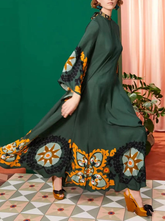 Multicolor Relaxed-Fit Printed Maxi Dress