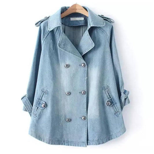 Everyday Denim Cape Coat with Stylish Comfort