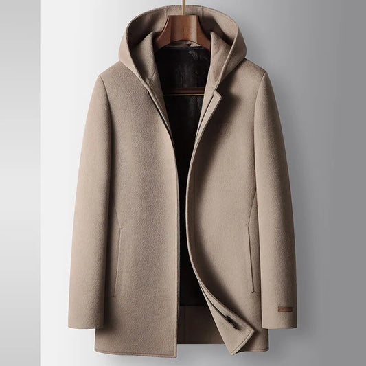 100% Premium Wool Hooded Coat