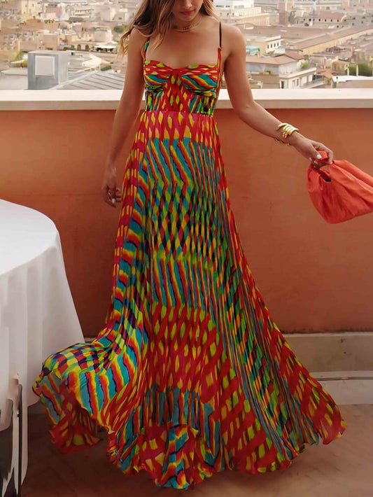 Elegant Personalized Artistic Print A-Line Maxi Dress