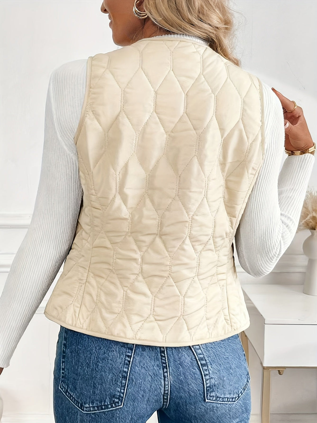 Pique Quilted Bomber Vest